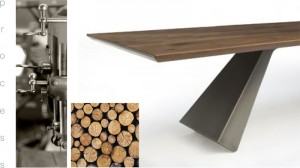 Tokomo is a contemporary dining table made out of steel and walnut measuring 108 x 46 x 30 inches made by Chad Manley Design.